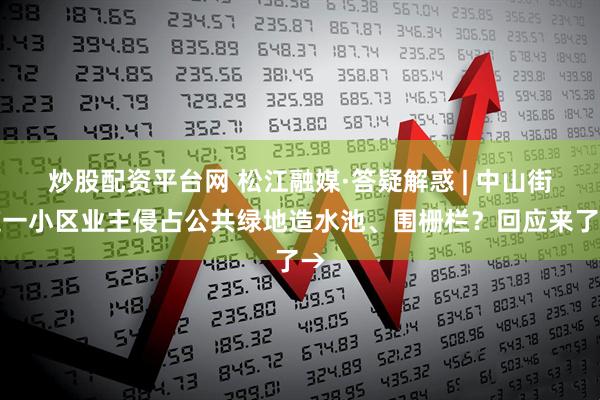 炒股配资平台网 松江融媒·答疑解惑 | 中山街道一小区业主侵占公共绿地造水池、围栅栏？回应来了→