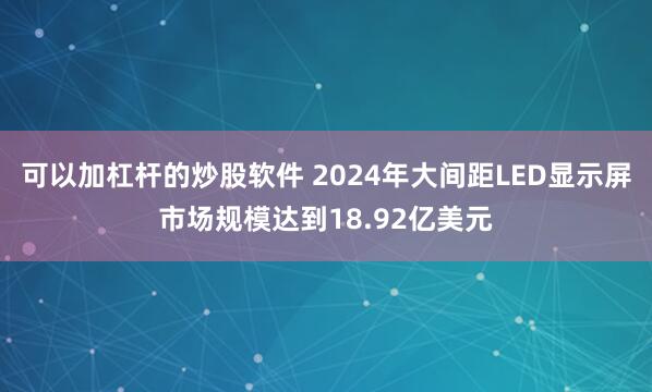 可以加杠杆的炒股软件 2024年大间距LED显示屏市场规模达到18.92亿美元
